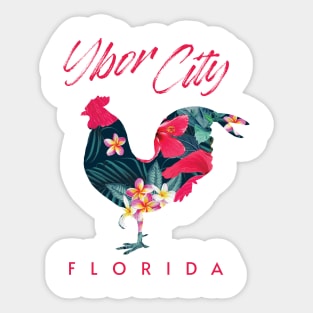 Ybor City Tampa Florida Chicken Lover Flower Souvenir Sticker